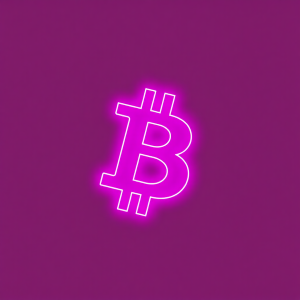 Bitcoin (BTC) logo with magenta glow